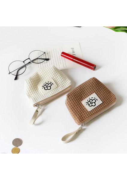 Sevimli Waffle Bozuk Para Cüzdanı Yaz Çiçekleri Küçük Saklama Çantası Taşınabilir Bilek Çantası Yurt Dışından