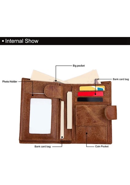 Pu Erkek Cüzdan Retro Erkek Cüzdan Avrupa ve Amerika Moda Cüzdan Deri Kart Kılıfı Kahverengi Yurt Dışından indirimleri
