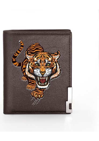 Yüksek Kaliteli Lüks Hayvan Kaplan Kapak Erkek Kadın Deri Cüzdan Billfold Ince Kredi Kartı/kimlik Sahipleri Ekler Kısa Çantalar Yurt Dışından indirimleri