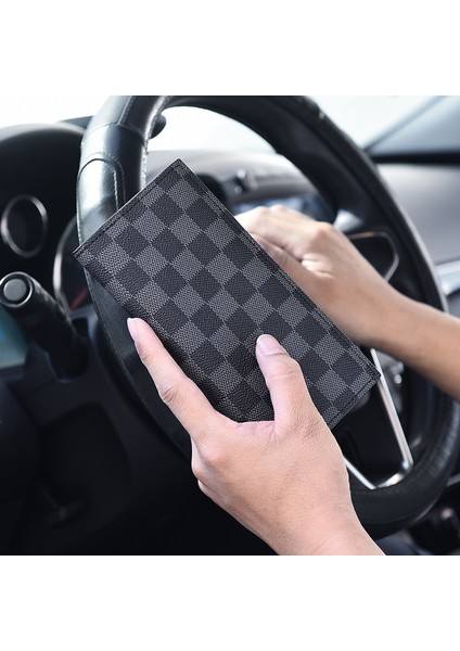 Spot Moda Ekose Erkek Cüzdan Hafif Iş Orta ve Uzun El Çantası Büyük Kapasiteli Çoklu Kart Bozuk Para Cüzdanı Yurt Dışından fiyatları