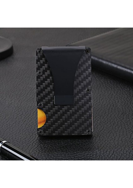Karbon Fiber Rfıd Mini Ince Cüzdan Nakit Klip Metal Alüminyum Ticari Kredi Kartı Kimlik Tutucu AntiŞef Kılıf Koruyucu Yurt Dışından fırsatları