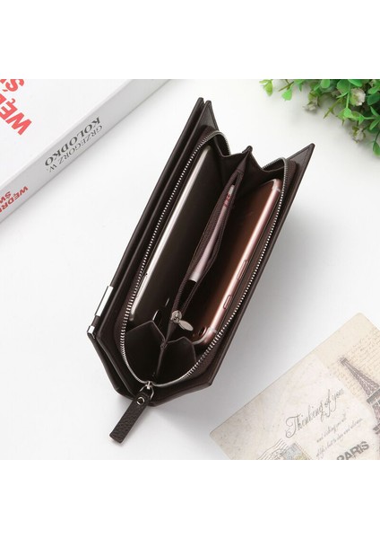 Erkek Çok Fonksiyonlu Cüzdan Büyük Kapasiteli Çanta Iş Sınır Ötesi Uzun Stil Çoklu Kart Pozisyonu Fermuarlı Clutchbag Yurt Dışından fırsatları