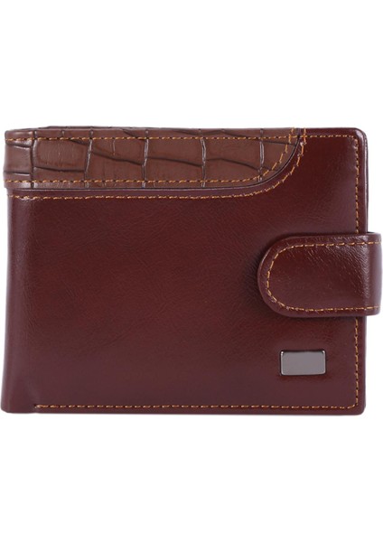 Est Moda Kısa Erkek Cüzdan Fotoğraf Tutucu Para Cebi Pu Deri Fermuar ve Çile Erkek Çanta Para Çantası Kahve Yurt Dışından