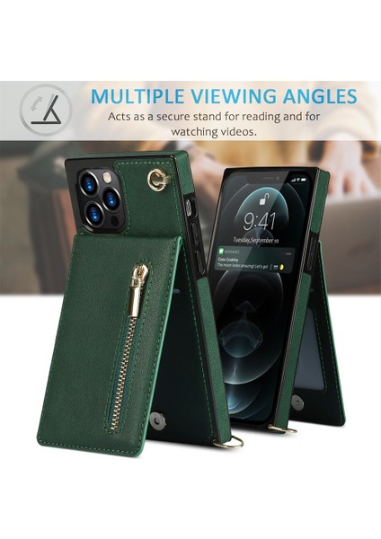 Iphone Için Cüzdan Kılıf Pu Fermuarlı Cüzdan Akıllı Telefon Kılıfı, Kart Tutuculu Omuz Askısı Yurt Dışından fırsatları