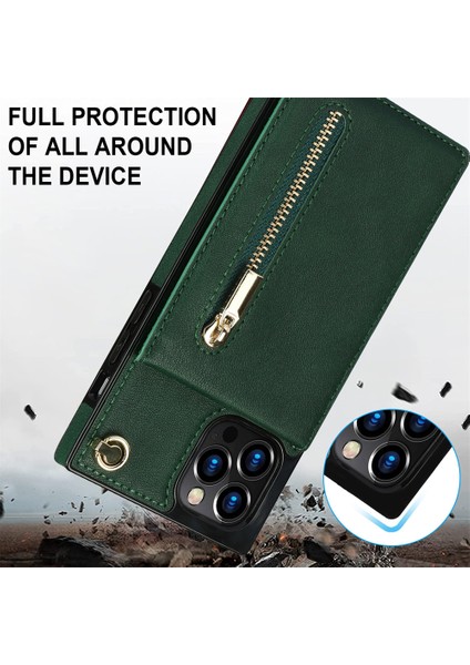 Iphone Için Cüzdan Kılıf Pu Fermuarlı Cüzdan Akıllı Telefon Kılıfı, Kart Tutuculu Omuz Askısı Yurt Dışından indirimleri