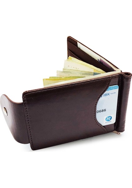 Yeni Moda Kısa Küçük Erkek Deri Para Klipsli Cüzdan Metal Kelepçe Mini Çanta Erkek Kredi Kartı Nakit Tutucu 4 Renk Yurt Dışından fırsatları