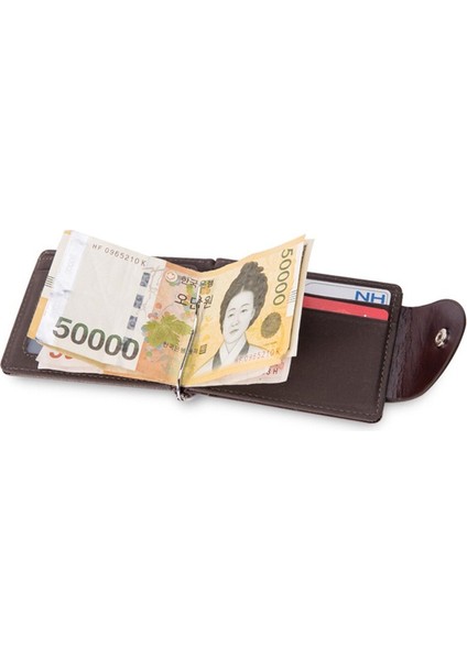 Yeni Moda Kısa Küçük Erkek Deri Para Klipsli Cüzdan Metal Kelepçe Mini Çanta Erkek Kredi Kartı Nakit Tutucu 4 Renk Yurt Dışından indirimleri