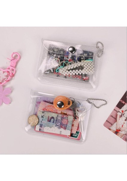 Glitter Şeffaf Su Geçirmez Pvc Kart Sahibinin Mini Cüzdan Kız Sikke Çanta Dere Yurt Dışından