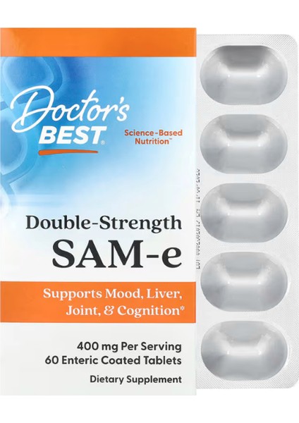 Doctor's Best, Sam-E, Double Strength, 400 Mg, 60 Enteric Coated Tablets.made In Usa