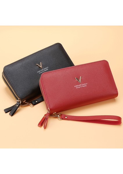 2022 Yeni Kadın Uzun Cüzdan Kore Versiyonu Basit Çift Fermuarlı Büyük Kapasiteli Bozuk Para Cüzdanı Çoklu Kart Cüzdan Kart Tutucu Yurt Dışından modelleri