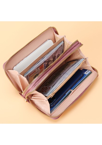 2022 Yeni Kadın Uzun Cüzdan Kore Versiyonu Basit Çift Fermuarlı Büyük Kapasiteli Bozuk Para Cüzdanı Çoklu Kart Cüzdan Kart Tutucu Yurt Dışından fırsatları