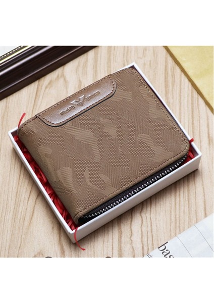 Yeni Erkek Kısa Cüzdan Kısa Kamuflaj Fermuarlı Iş Büyük Kapasiteli Cüzdan Yurt Dışından fırsatları