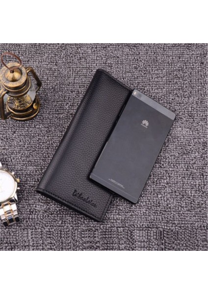 Klasik Iş Erkek Uzun Bifold Pu Deri 3 Renk Katı Cüzdan Rahat Kart Debriyaj Çanta Cepler Yurt Dışından indirimleri