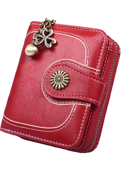 Retro Düz Renk Shamrock Charm Kısa Cüzdan Kadın Çok Yuvaları Debriyaj Çanta Yurt Dışından fiyatları