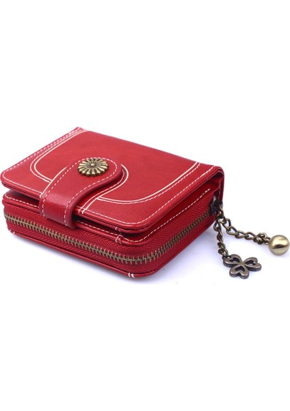 Retro Düz Renk Shamrock Charm Kısa Cüzdan Kadın Çok Yuvaları Debriyaj Çanta Yurt Dışından modelleri