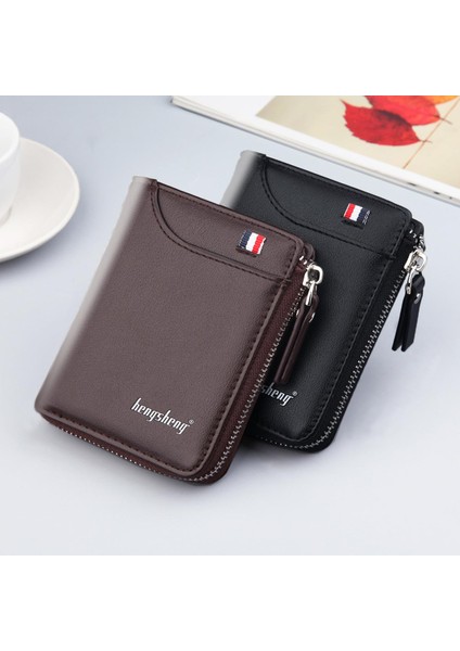 Erkek Cüzdanı Cüzdan Cüzdan Retro Kısa Cüzdan Erkek Moda Fermuarı Gevşek Yaprak Dolar Klipsi Bir Parça Saç Yurt Dışından