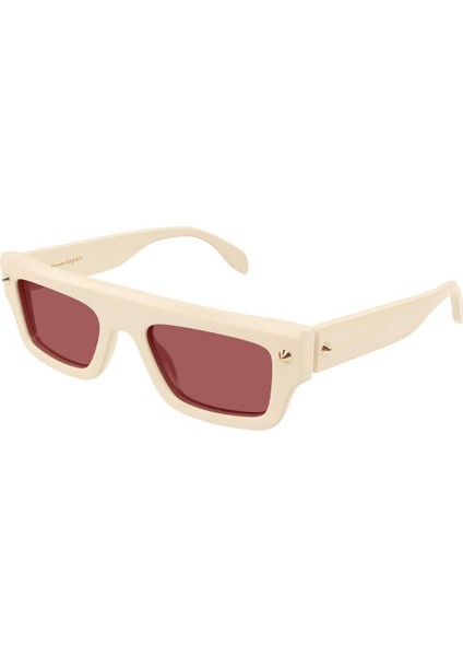 AM0427S 004 Bej Kırmızı Unisex Dikdörtgen Güneş Gözlüğü 52-21
