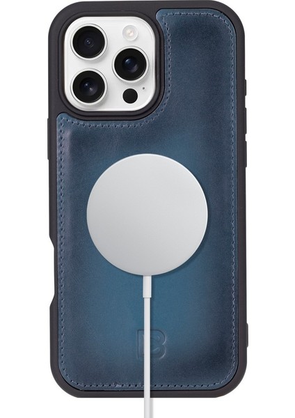 Apple iPhone 16 Pro Uyumlu, Deri, El Yapımı Kılıf, Gölgeli Mavi fiyatları