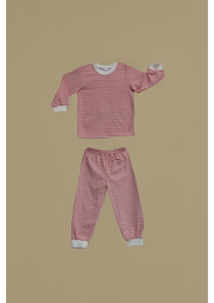 Kız Çocuk Pamuklu Uzun Kollu Pijama Takımı Line 3-4 Yaş