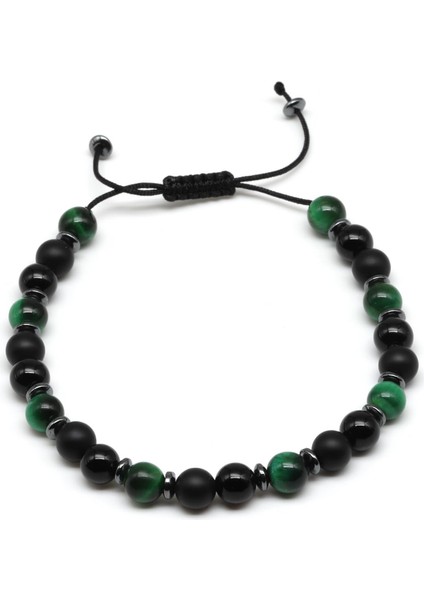 Oniks-Kaplan Gözü Doğal Taş Makrome Örme Bileklik Küre Kesim fiyatları