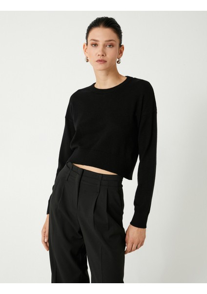 Bisiklet Yaka Sweatshirt Uzun Kollu Viskon Kumaş Karışımlı modelleri