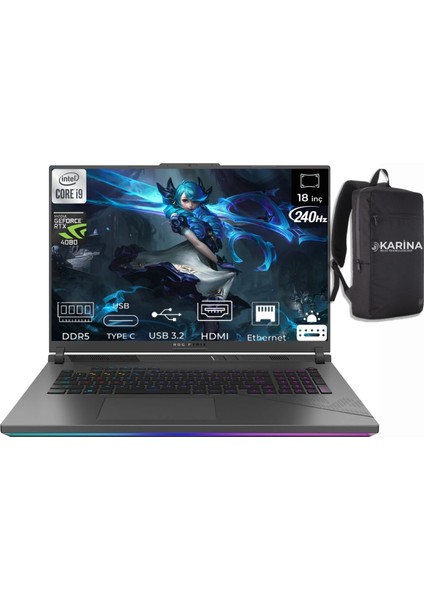 Rog Strix Scar 18 Intel I9-14900 Hx G814JZR-N6087W-06 48GB 2tb Rtx 4080 W11PRO 18'' Gaming Laptop