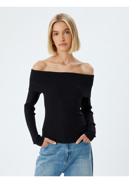 Madonna Yaka Kazak Omzu Açık Fitilli Uzun Kollu modelleri