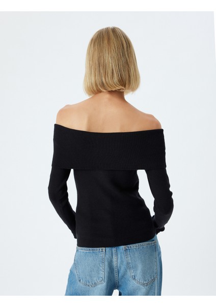 Madonna Yaka Kazak Omzu Açık Fitilli Uzun Kollu fırsatları