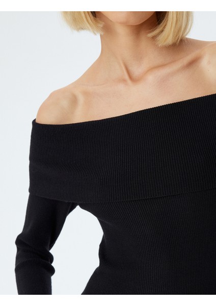 Madonna Yaka Kazak Omzu Açık Fitilli Uzun Kollu indirimleri