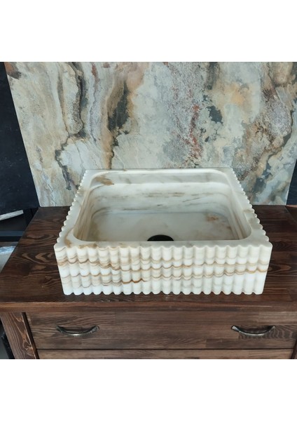 Gold Calacatta Fitilli Kare Lavabo