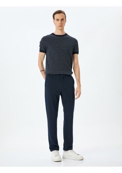 Slim Fit Normal Bel Viskon Karışımlı Chino Pantolon