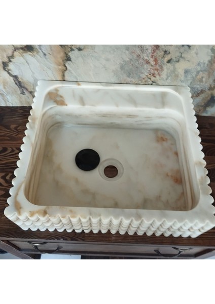 Gold Calacatta Fitilli Kare Lavabo modelleri