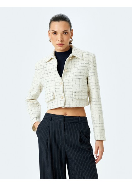 Inci Düğme Detaylı Kruvaze Crop Tüvit Ceket modelleri