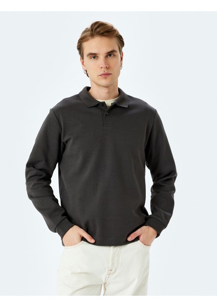 Pamuklu Interlok Kumaş Polo Yaka Sweatshirt modelleri