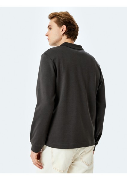 Pamuklu Interlok Kumaş Polo Yaka Sweatshirt fırsatları