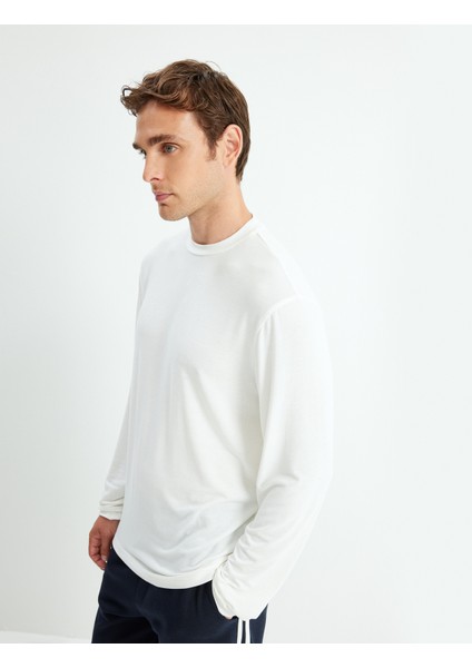 Basic Sweatshirt Bisiklet Yaka Uzun Kollu