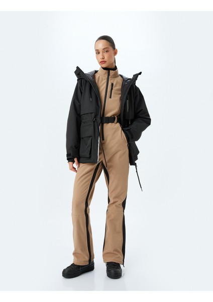 Uzun Kollu Kemerli Su Geçirmez Kayak Tulumu