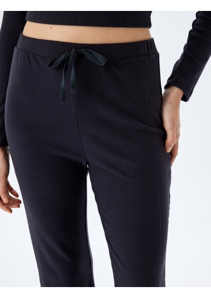 Beli Bağlama Detaylı Ispanyol Paça Pijama Altı