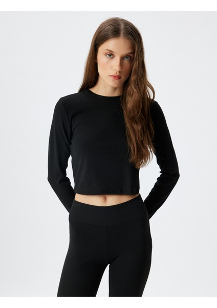 Crop Örme Pijama Üstü Rahat Kalıp Uzun Kollu Bisiklet Yaka fiyatları