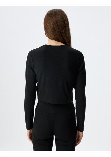 Crop Örme Pijama Üstü Rahat Kalıp Uzun Kollu Bisiklet Yaka fırsatları