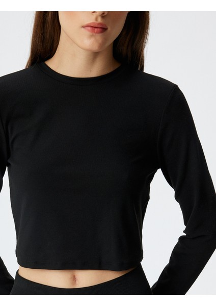 Crop Örme Pijama Üstü Rahat Kalıp Uzun Kollu Bisiklet Yaka indirimleri