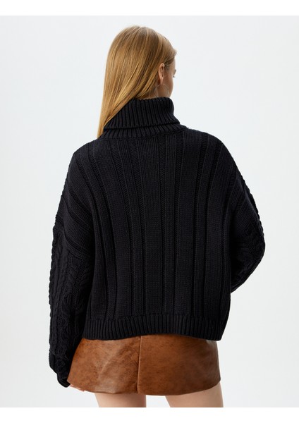 Balıkçı Yaka Saç Örgü Dokulu Triko Kazak fırsatları