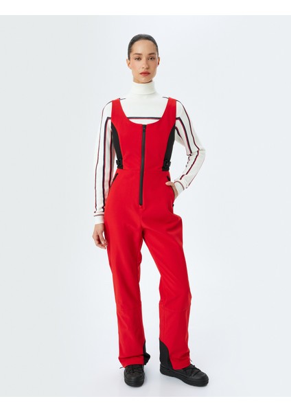 Içi Polarlı Su Geçirmez Önden Fermuarlı Kayak Tulumu fırsatları