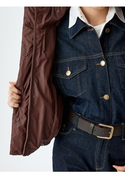 Kapüşonlu Fermuarlı Cep Detaylı Kapitone Crop Şişme Mont indirimleri