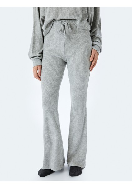 Viskon Karışımlı Beli Bağlamalı Ispanyol Paça Pijama Altı modelleri