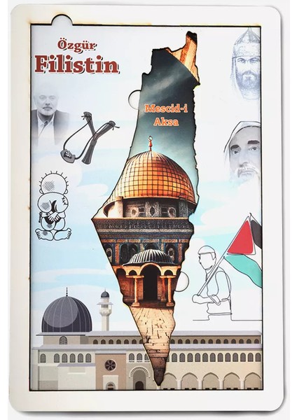 Bayrak Oyunu Filistin Ahşap Puzzle (20X30 Cm.)