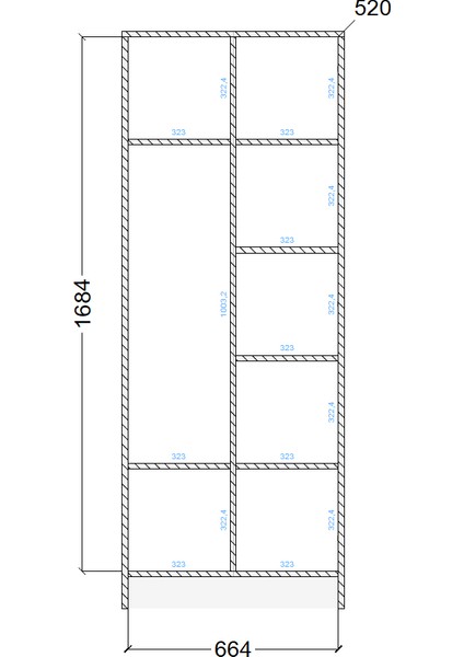 %100 Mdf 2 Kapaklı 2 Çekmeceli 7 Raflı ve 1 Askı Borulu Elbise Dolabı Cabinse Soft Beyaz Meşe