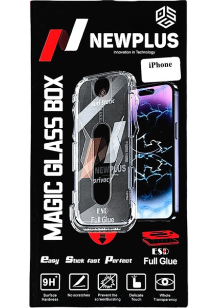 Apple iPhone 16 Uyumlu Tam Kaplayan Siyah Çerçeveli Magic Ekran Koruyucu Cam Kolay Uygulama Aparatlı fırsatları