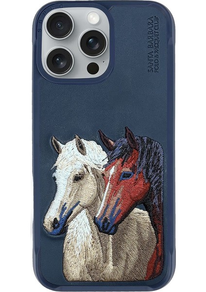 iPhone 16 Pro Uyumlu Kılıf PU Deri Nakışlı 3Boyutlu Airbagli Isidore Kapak