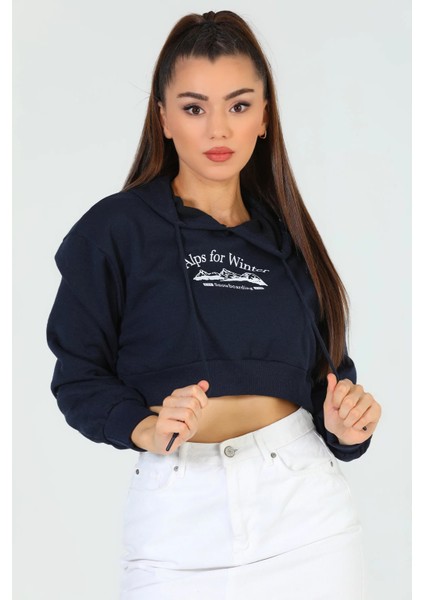 Kadın Kapüşonlu Baskılı Sweatshirt